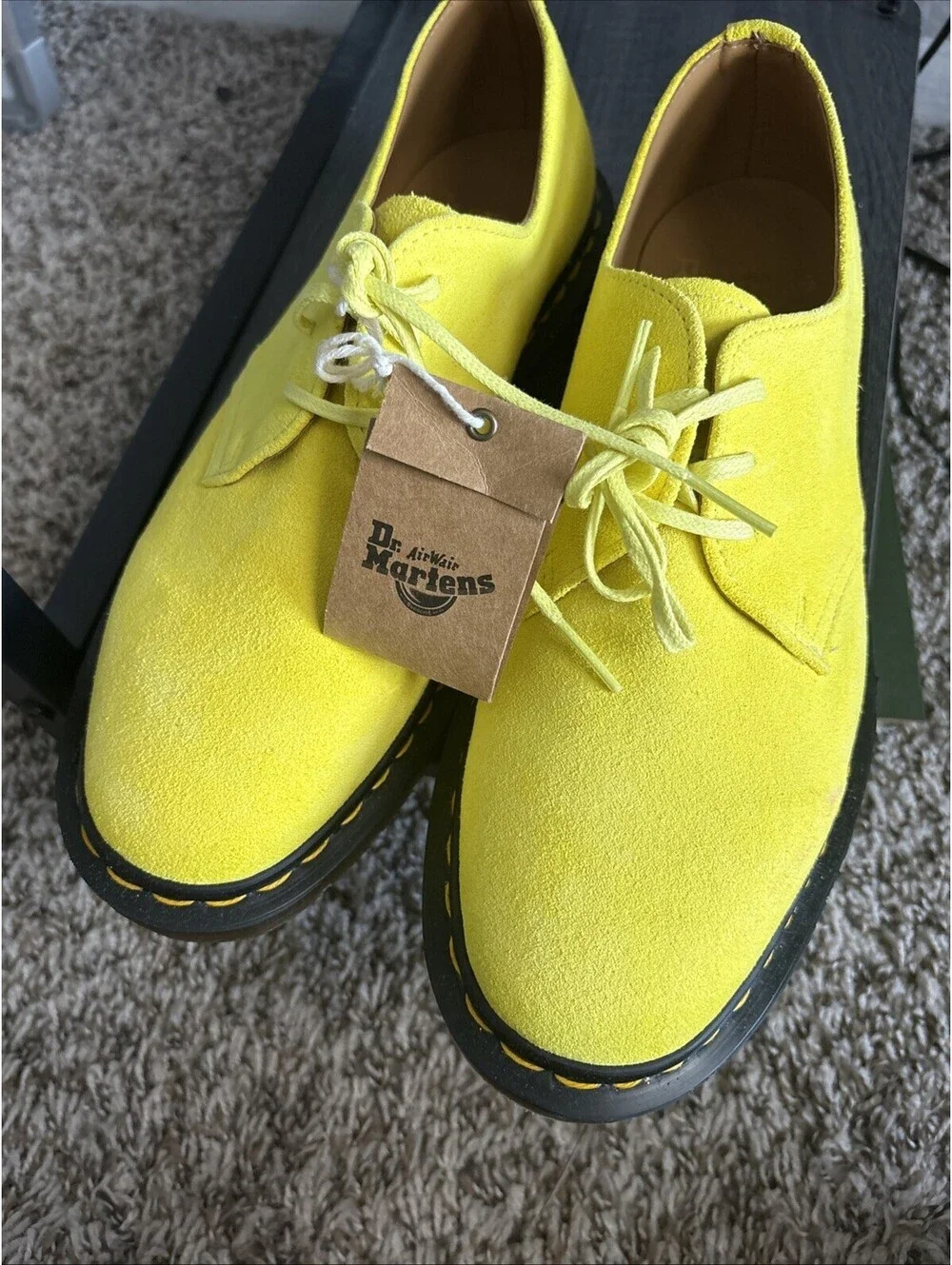 Dr Martens 1461 Made in England Buck Suede Oxford Shoe Yellow Men's US Size 8